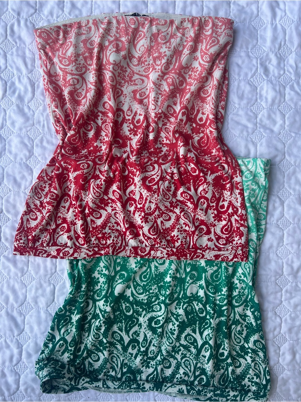 Paisley Ombre Strapless Tube Tops - Red & Green